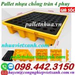 Khuyến mãi giá sốc - Pallet nhựa chống tràn 4 phuy kích thước 1300x1300x300mm call/zalo 0984423150 Huyền