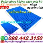 Pallet lót sàn không chân 600x1000x35mm - mặt lưới - nhựa nguyên sinh - màu xanh dương