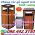 Thùng rác gỗ ngoài trời hình vuông có gạt tàn