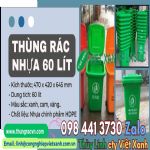 Thanh lý thùng rác nhựa 60 lít nắp kín, xanh, vàng, cam,đen