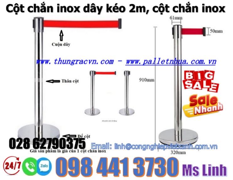 Hàng rào chắn inox dây kéo 3M 5M